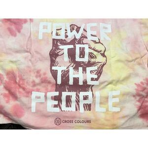 Cross Colours Women's Power to the People Crop Graphic Tee Pink Multi Sz L NEW